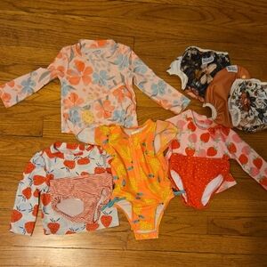 12 Mo. Girls Swim Sets - 4 Suits & 3 Reusable Swim Diapers